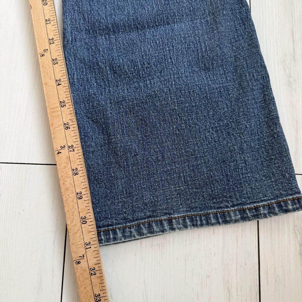VTG MOSSIMO Jeans Womens 17 Low Rise Flare Dark Wash Coin Pocket Retro Y2K - Picture 8 of 9